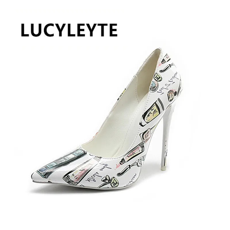

European and American style white painted high-heeled shoes wedding shallow mouth pointed stripes white high-heeled women