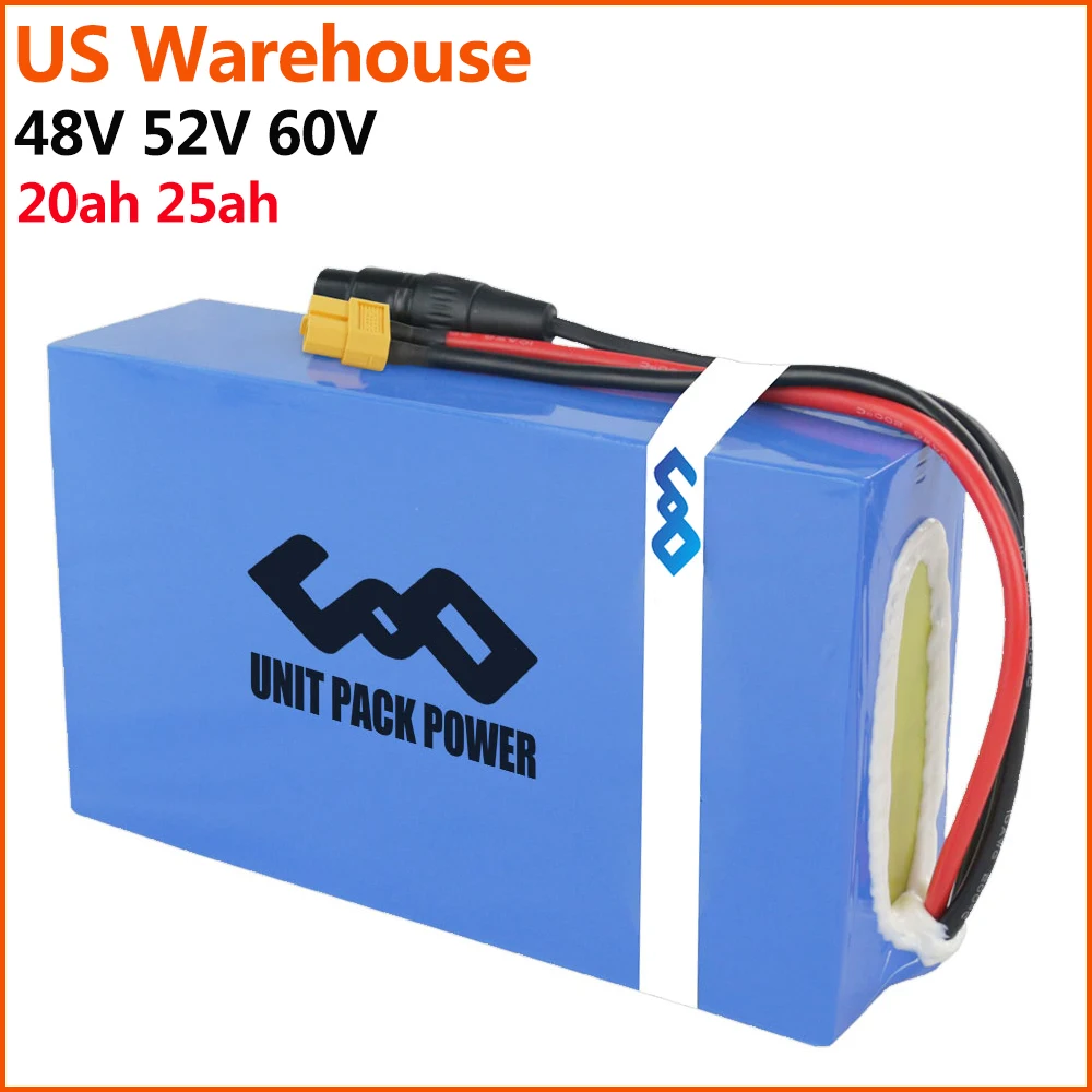 

US Warehouse 48V 20Ah 52V 20Ah Waterproof Electric eScooter Battery Pack for 1800W 1500W 1000W 750W 500W eBike Motor