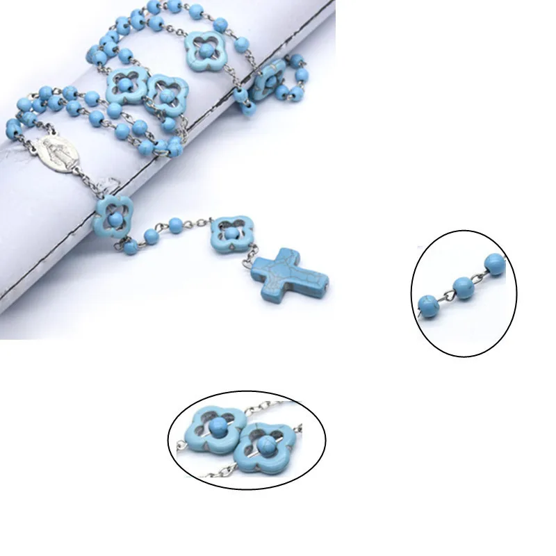 Религиозный католический религиозный Римский Голубой Бирюзовый ожерелье
