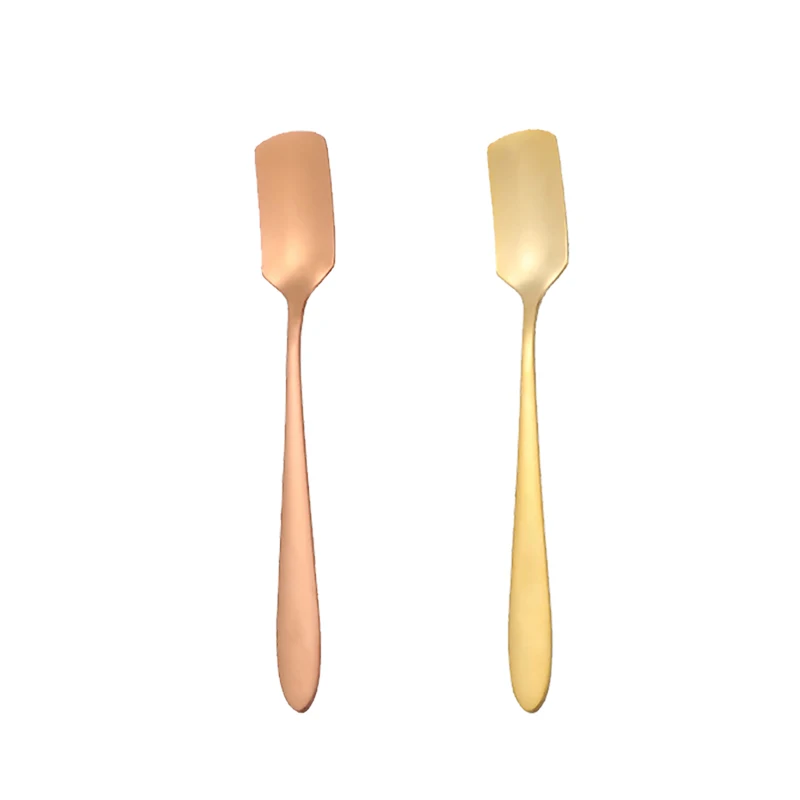 

2021 NEW Stainless Steel Iron Shovel Spoon Coffee Ice Cream Spoon Engineering Shovel Retro Cute Square Head Spoon Kitchen Gadget