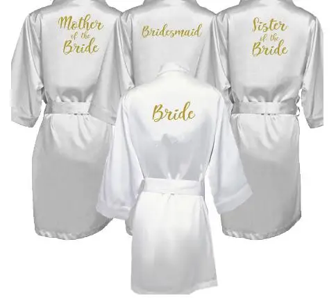 Серебряный халат с золотым шрифтом искусственное кимоно для невесты подружки