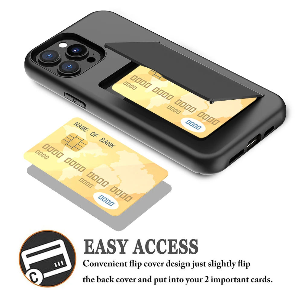 

Case For iPhone 13 12 11 Pro Max PC+TPU Protective Credit Card Holder ID Slot Casee For iPhone 13mini Cover Coque Funda Bumper