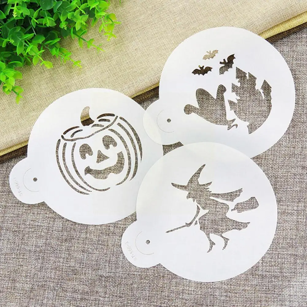 

3 Pieces Happy Christmas Gift Bell Cookies Stencil Sugarcraft Coffee Tools Stencils Cake Decorating Fondant Bakeware Templa X4R4