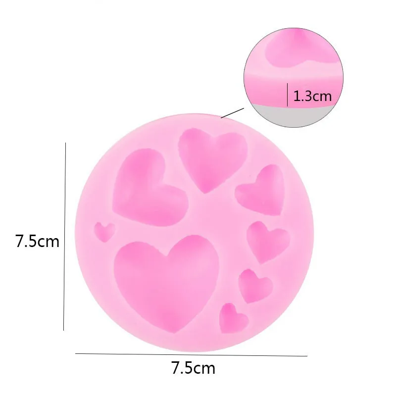 

2021 NEW Loving Heart Shape Silicone Fondant Mold DIY Colorful Sweet Heart Chocolate Candy Paste Cake Decorating Tool Mold