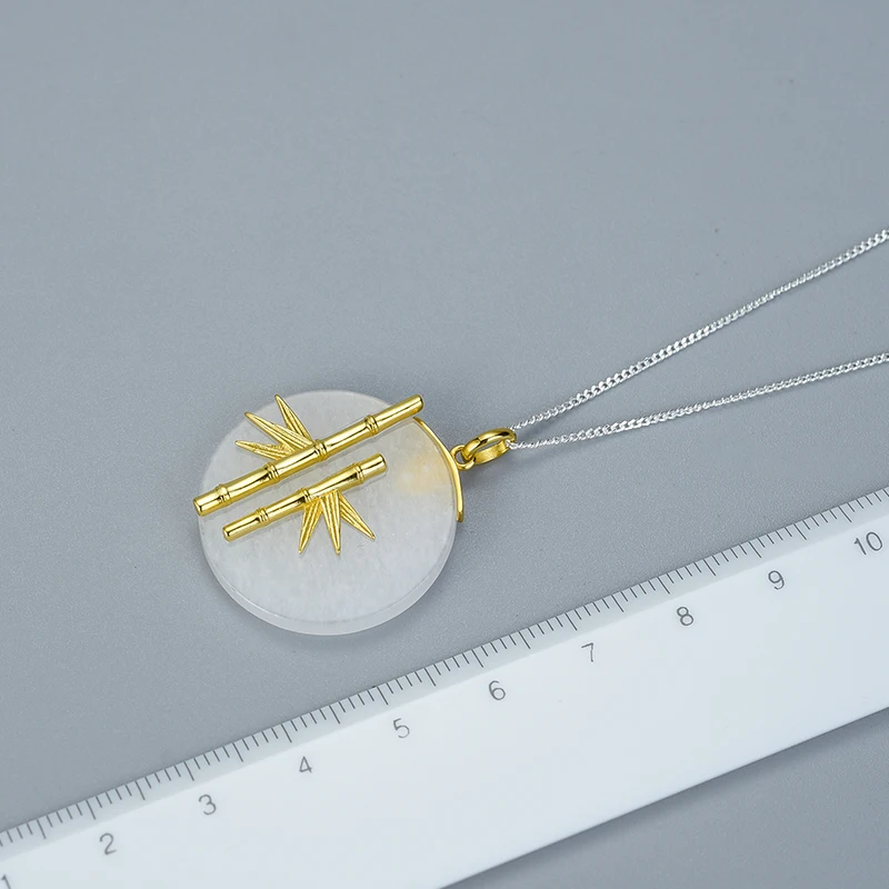 Женский кулон Свежий бамбук Lotus Fun изящный без цепочки ручного изготовления из