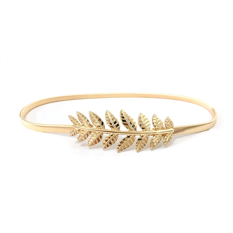 

Flower Leaf Shape Belts For Women Wedding Designer Elastic Girl Stretch Skinny Waist Belt Cummerbunds Metal Female Belt ceinture