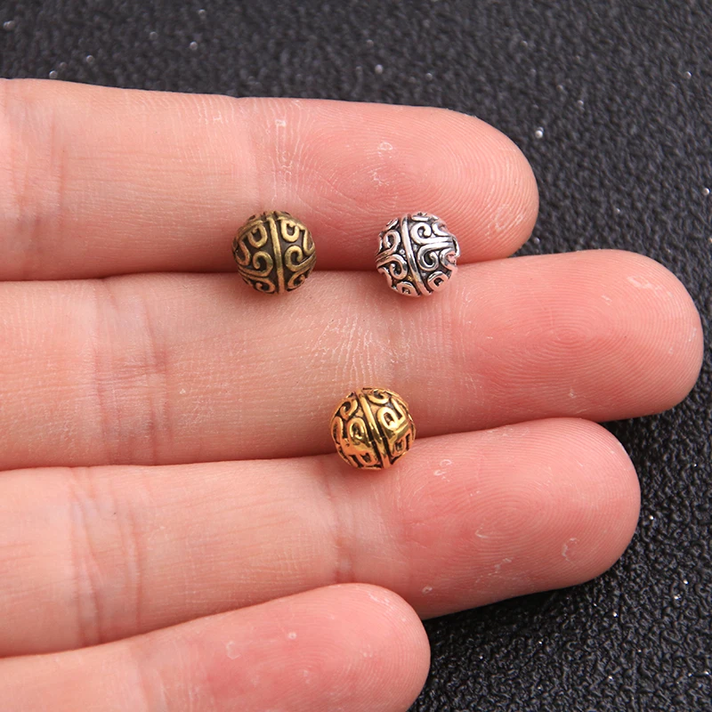 

12pcs 7*7mm Three Color 2020 New Sphere Bead Pattern Bead Charms For Diy Beaded Bracelets Jewelry Handmade Making