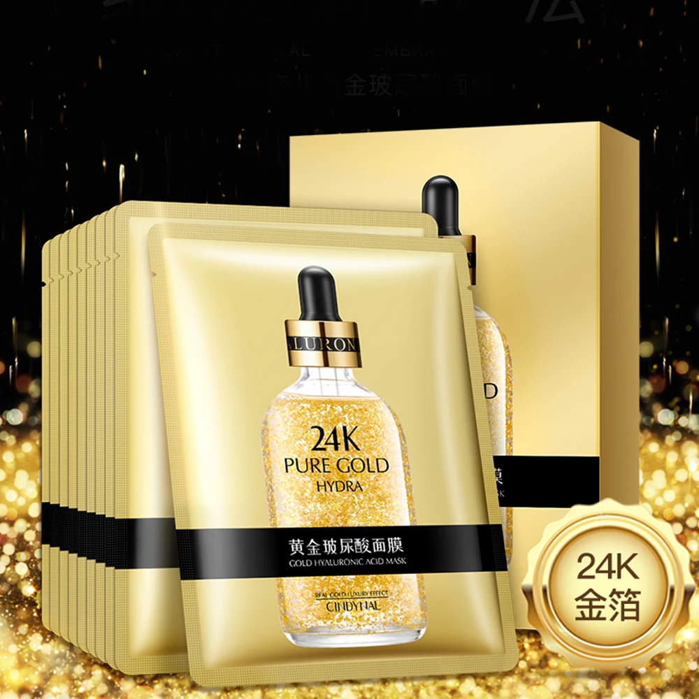 24K Золотая маска для ухода за кожей гиалуроновая кислота лица анти старение