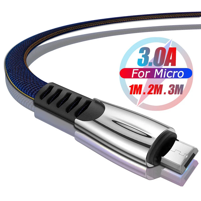 Micro USB кабель 3A Быстрая зарядка зарядное устройство Micro usb кабель для передачи данных samsung s7 s6 J7 J5 Xiaomi Android Мобильный кабель для зарядки телефона