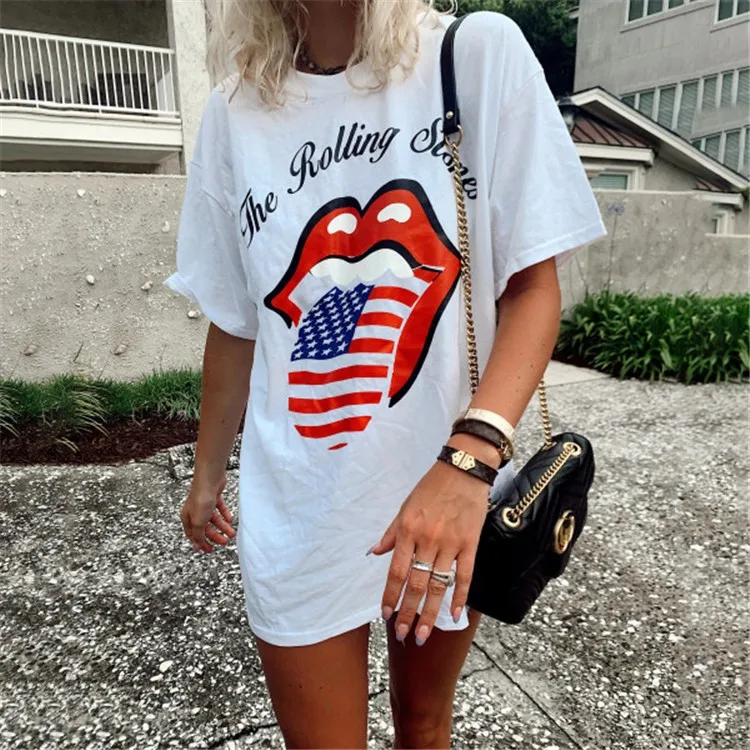 

Women T-Shirt Casual Crew Neck Short Sleeve Vintage Print Basic Pullover Women T-shirt Stay Home Oversize T-shirts