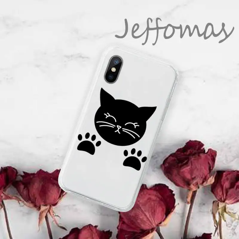 

Cute cat scratching Phone Case Transparent soft For iphone 5 5s 5c se 6 6s 7 8 11 12 plus mini x xs xr pro max