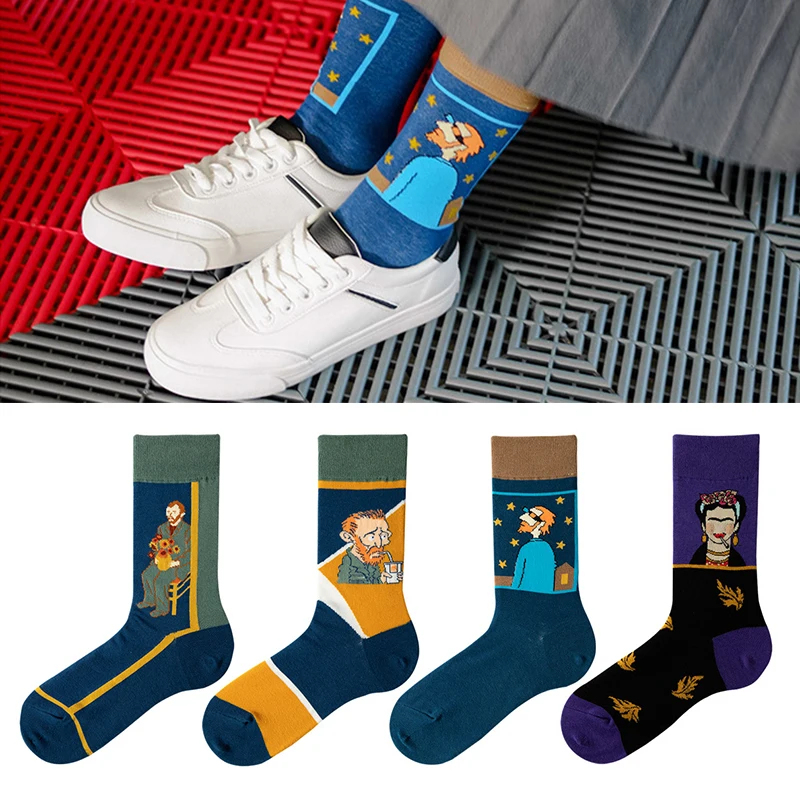 

Van Gogh series socks famous painting European and American style cartoon men and women in tube cartoon cotton socks