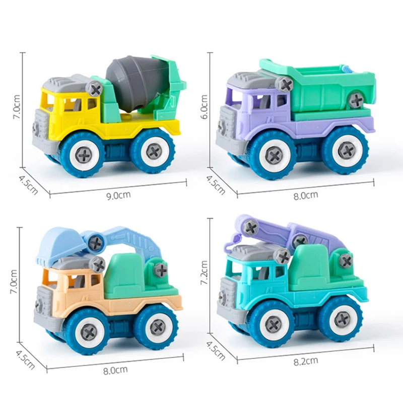 

Kids Educational Cars Building Block For Boys Cartoon Plastic Disassembly Engineering Vehicle Nut Combination Toys For Children