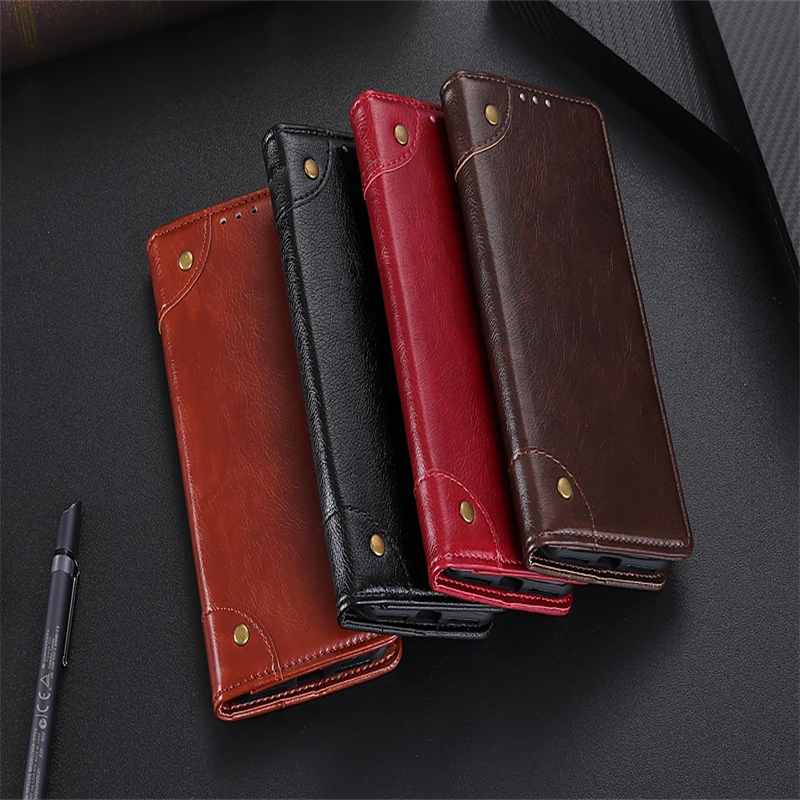 

Luxury Brass Buckle Flip Leather Case For Motorola E E6S E7 2020 VISION EDGE S ONE FUSION PLUS POWER Antishock Antidrop Cover