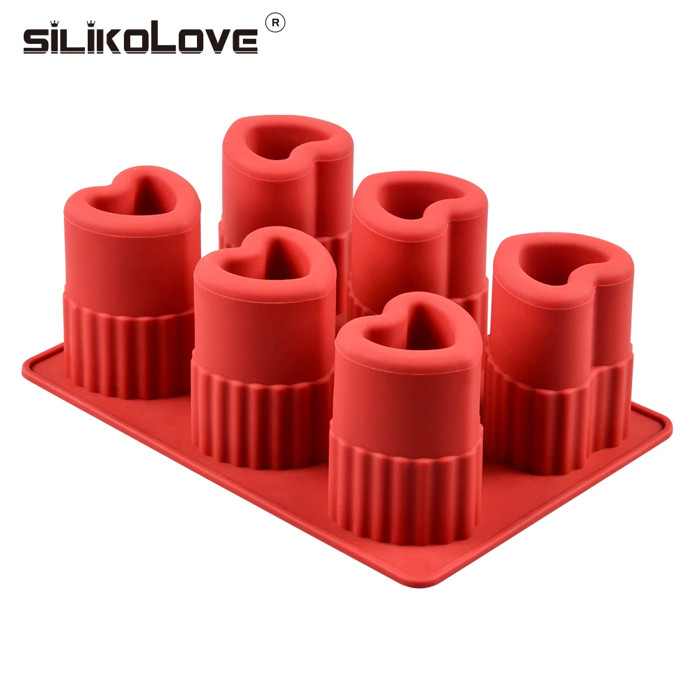 SILIKOLOVE 6 полости в форме сердца DIY силиконовые кубики льда лоток плесень делает рюмки инструмент для летних напитков CE/EU BPA бесплатно