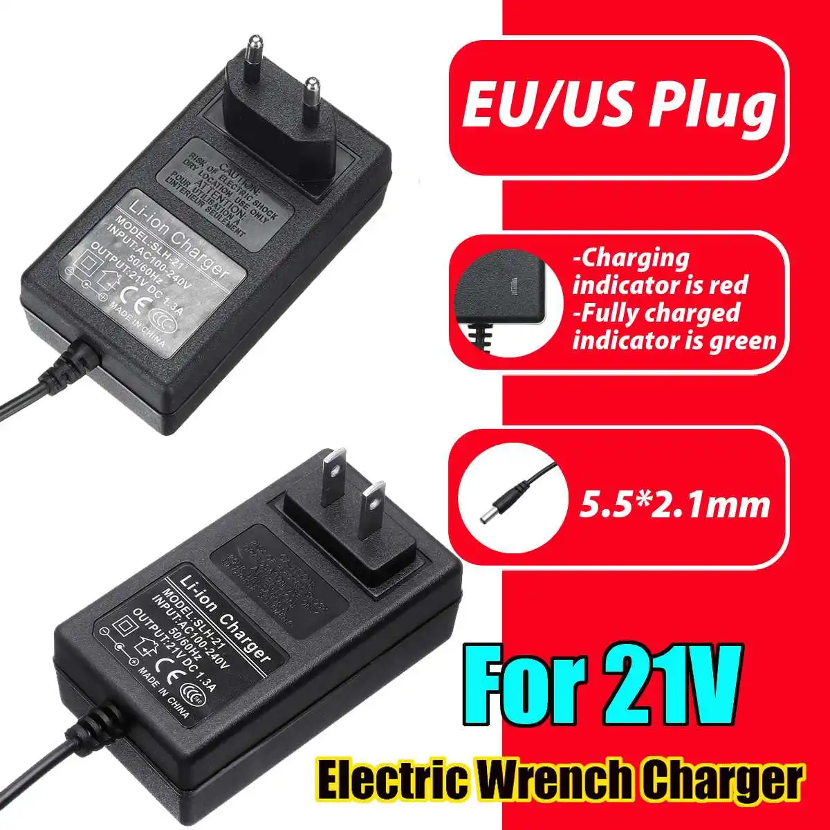 

21V 1.3A SLH-21 Black Electric Wrench Charger Lithium Battery Wrench Charger