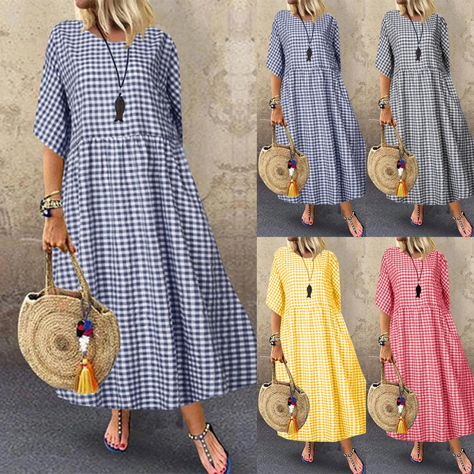 

Fashion Summer Maxi Dress Women's Printed Sundress Casual Short Sleeve Vestidos Female High Waist Robe Femme Plus Size