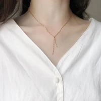 s925 sterling silver small square color gold necklace necklace female korean version short rose gold clavicle chain temperament