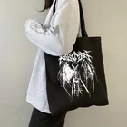 Холщовая Сумка Ulzzang, дьявол в готическом стиле г., Повседневная вместительная сумка-шоппер в стиле Харадзюку, темная женская сумка, женские Наплечные сумки в стиле хип-хоп