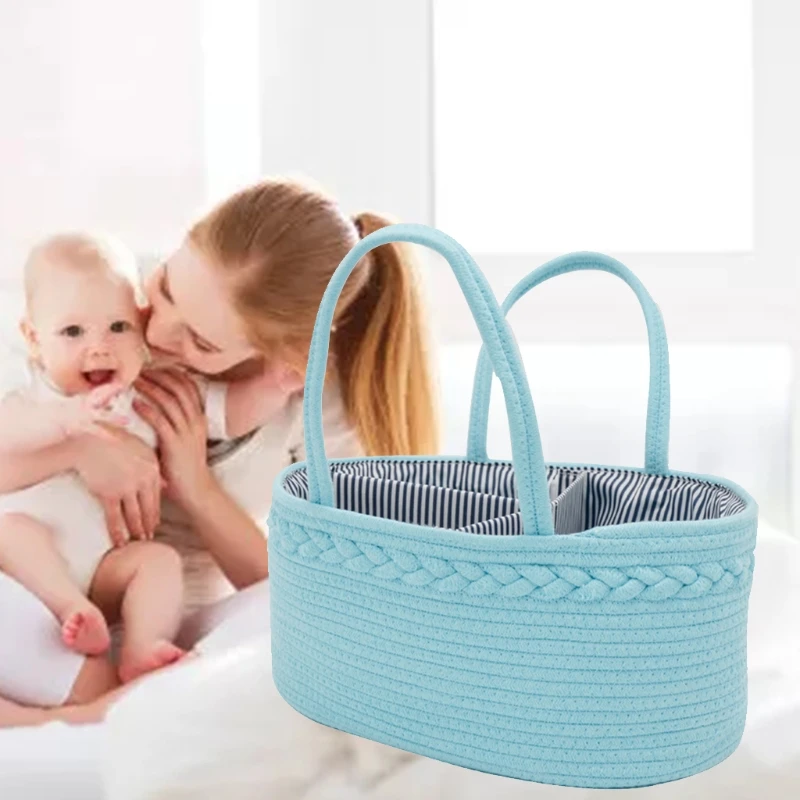 

Детские пеленки Caddy Органайзер Портативный из хлопчатобумажного каната детская хранения сумка-корзинка E8BD