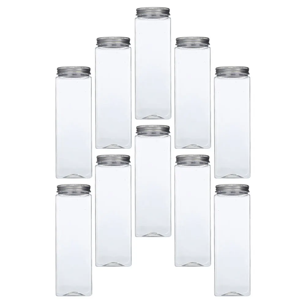 

10 шт., квадратные бутылки с крышкой