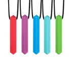 Силиконовый Прорезыватель для зубов, 5 цветов, детский сенсорный прорезыватель, силиконовая подвеска-прорезыватель, ожерелье, молярная палочка, игрушки для укуса