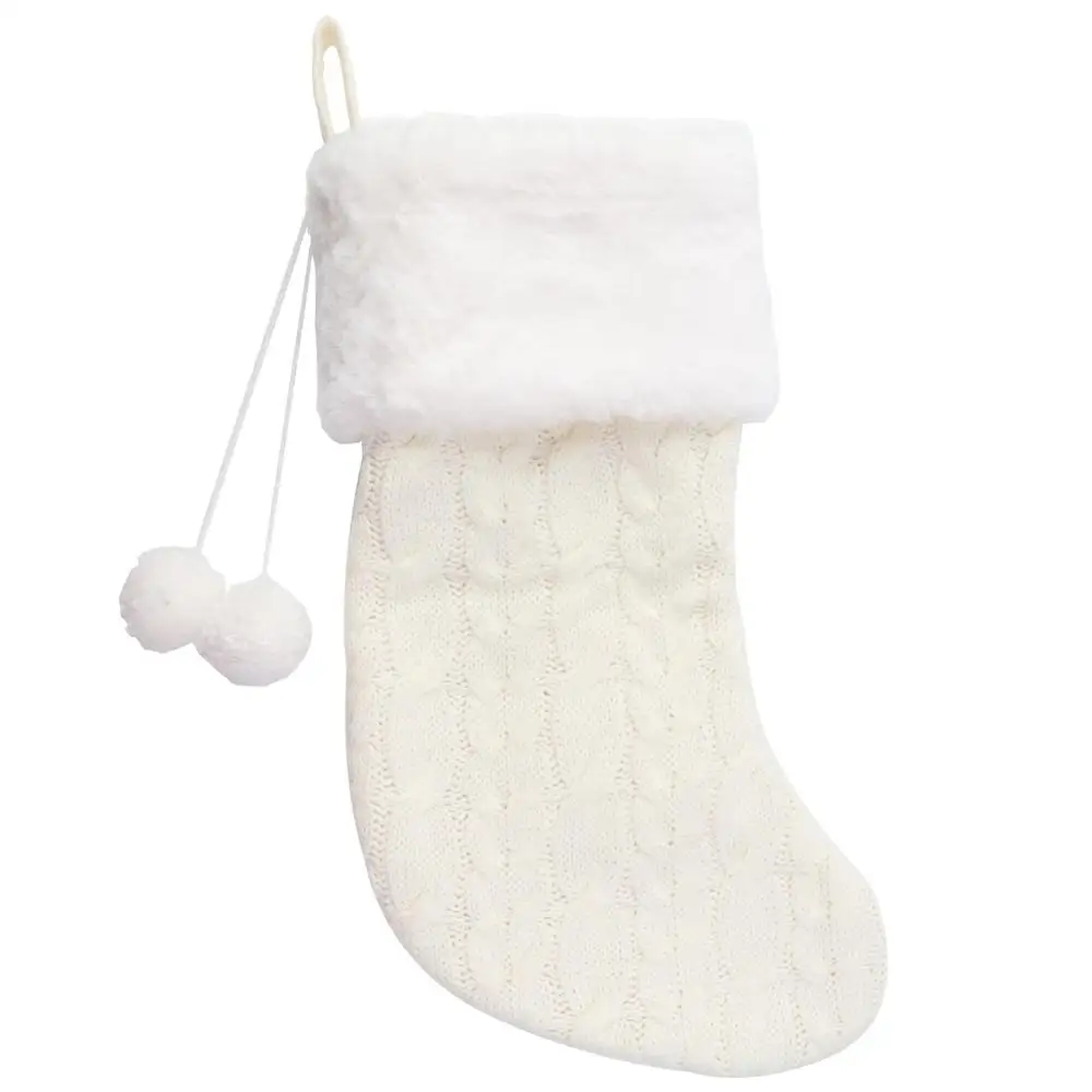knit white OurWarm 24th 31th Дата Рождество Войлок Адвент календарь Подарочный пакет лапа домашнее животное висячий чулок рождественские украшения орнамент год - Цвет: knit white