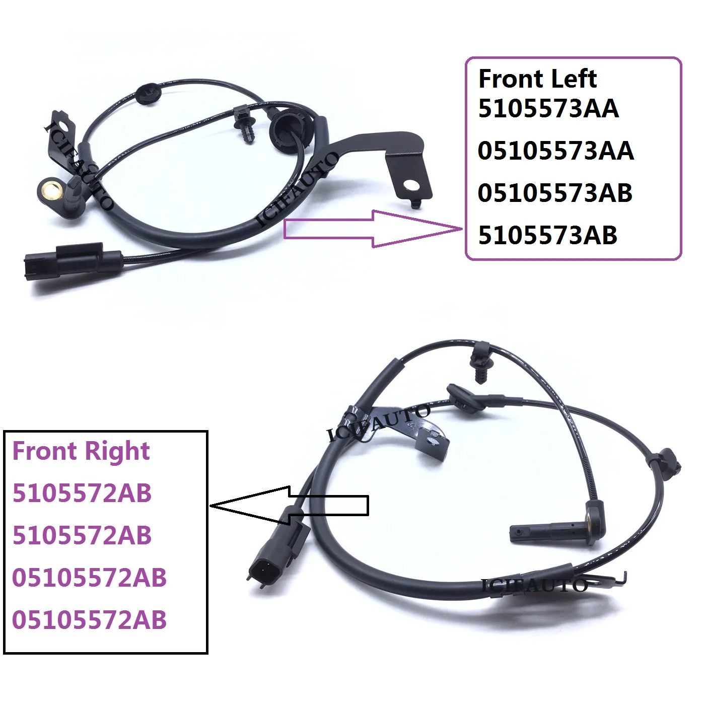 

2pcs Front Left & Right ABS Wheel Speed Sensor 5105572AA 5105573AA For DODGE CALIBER Jeep COMPASS PATRIOT 1.8 2.0 2.2 2.4 CRD