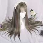 Парик для косплея Харадзюку С анкерным якорем, высокотемпературные синтетические волосы, подсвечивающие длинные прямые волосы черного цвета и шапочка для волос бесплатно