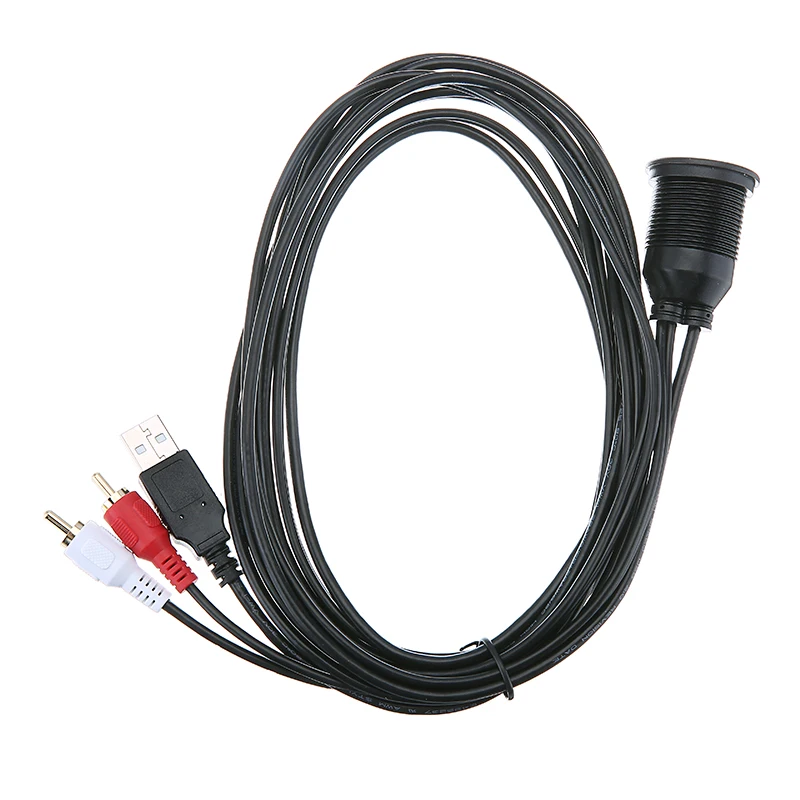 1pcs USB AUX Adapter Cable Extension Cable Socket RCA Plug Car Audio Dashboard Connect Wire for Car Motorcycle Truck