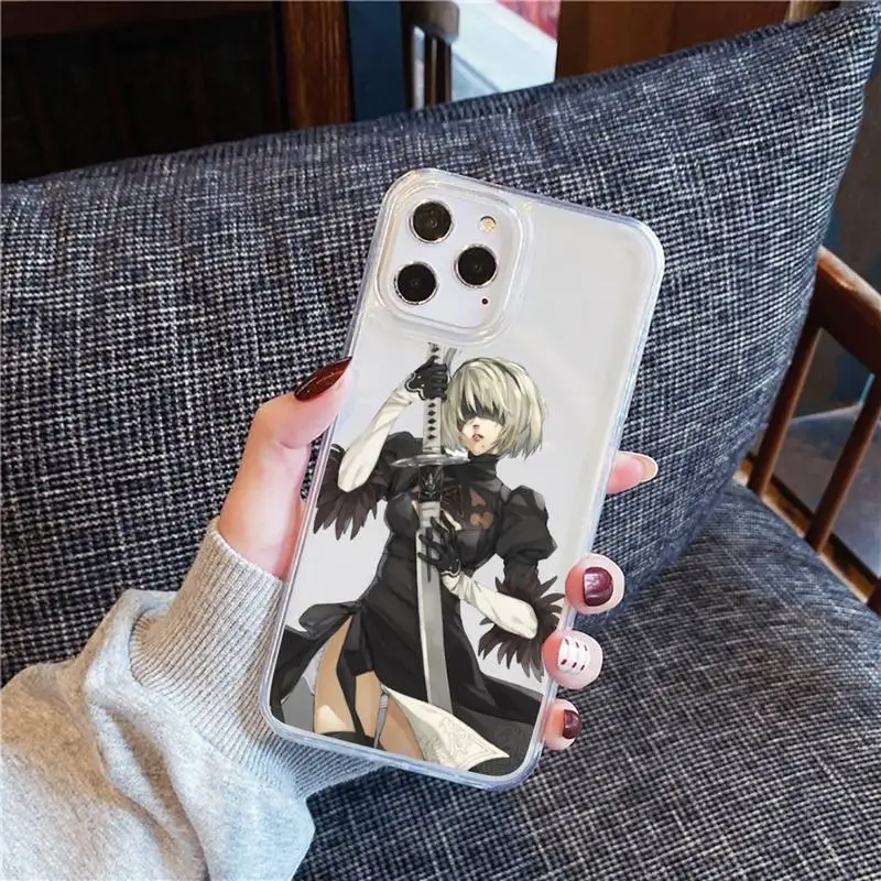 

Anime Nier Automata 2b Phone Case For iphone 12 11 8 7 6s 6 5 5s 5c se plus mini x xs xr pro max Transparent soft