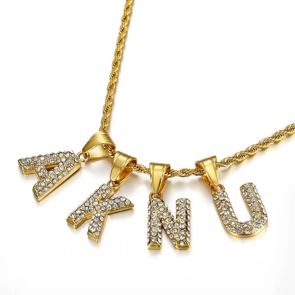 Женские ожерелья с буквами алфавита из нержавеющей стали золотого цвета в стиле