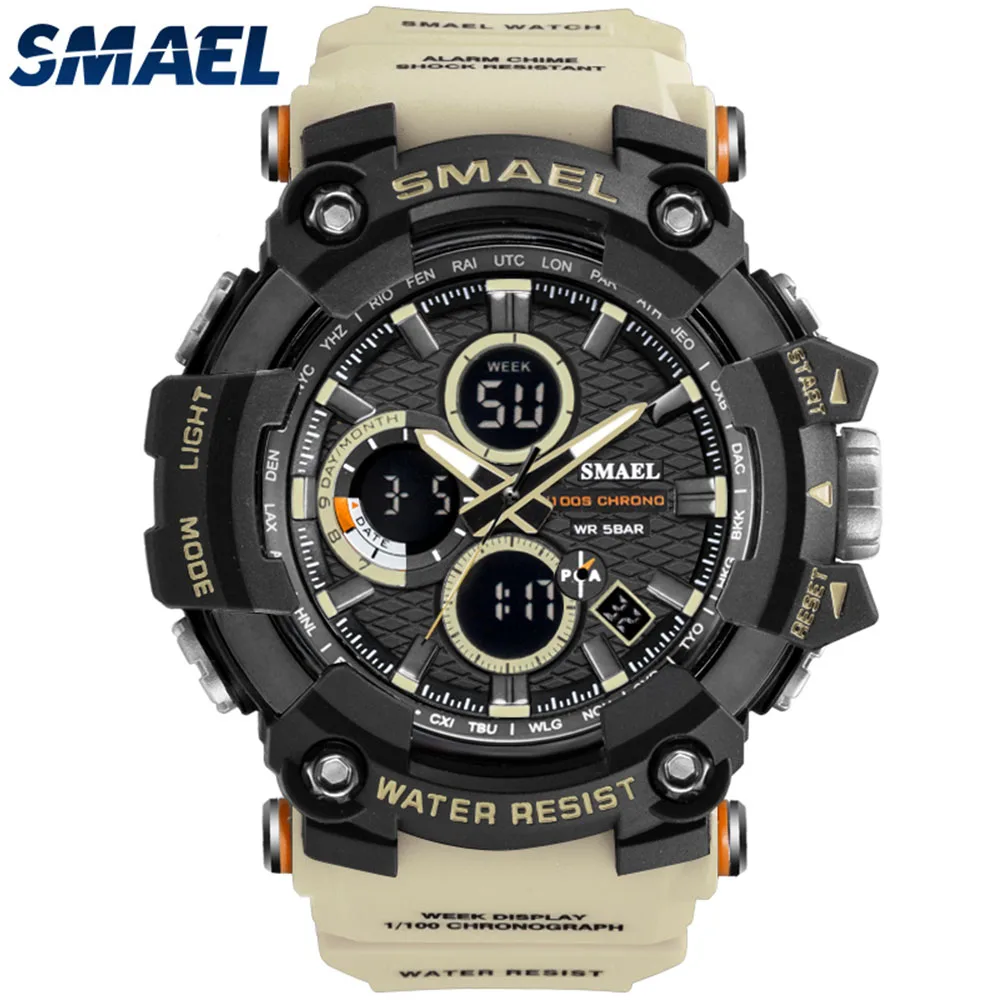 

Drop Shipping SMEAL Men Watch Digital Double Time Chronograph Mens LED Army Military Alloy Watchcase Waterproof Man Sport Watch