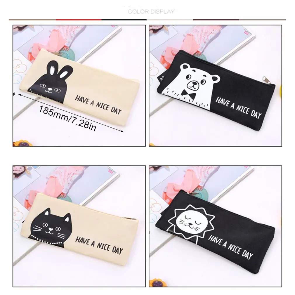 

1PCS Small Fresh Origin Lattice Pencil Case Office Stationery And School Supplies High Capacity PU Canvas Pencil Bag