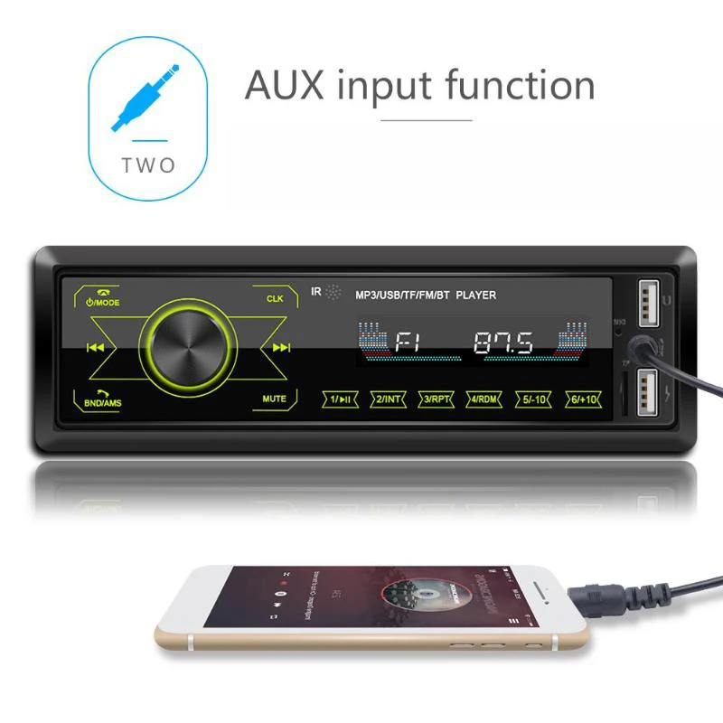 магнитола Авторадио 1 Din Bluetooth автомобильный стерео MP3 плеер 7 цветов светильник с
