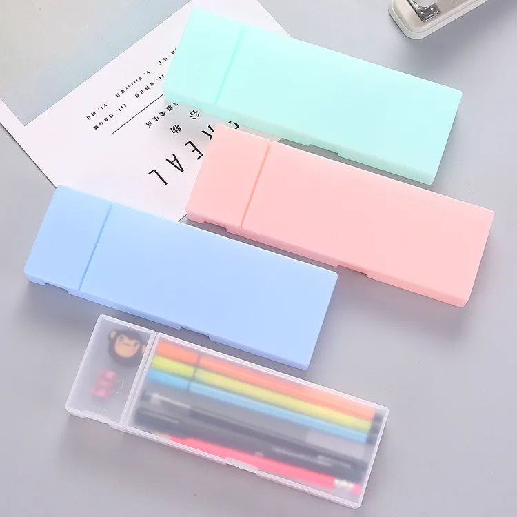 

XGZ 5PCS Large Transparent Plastic Stationery Box Frosted Simple Custom Pencil Case