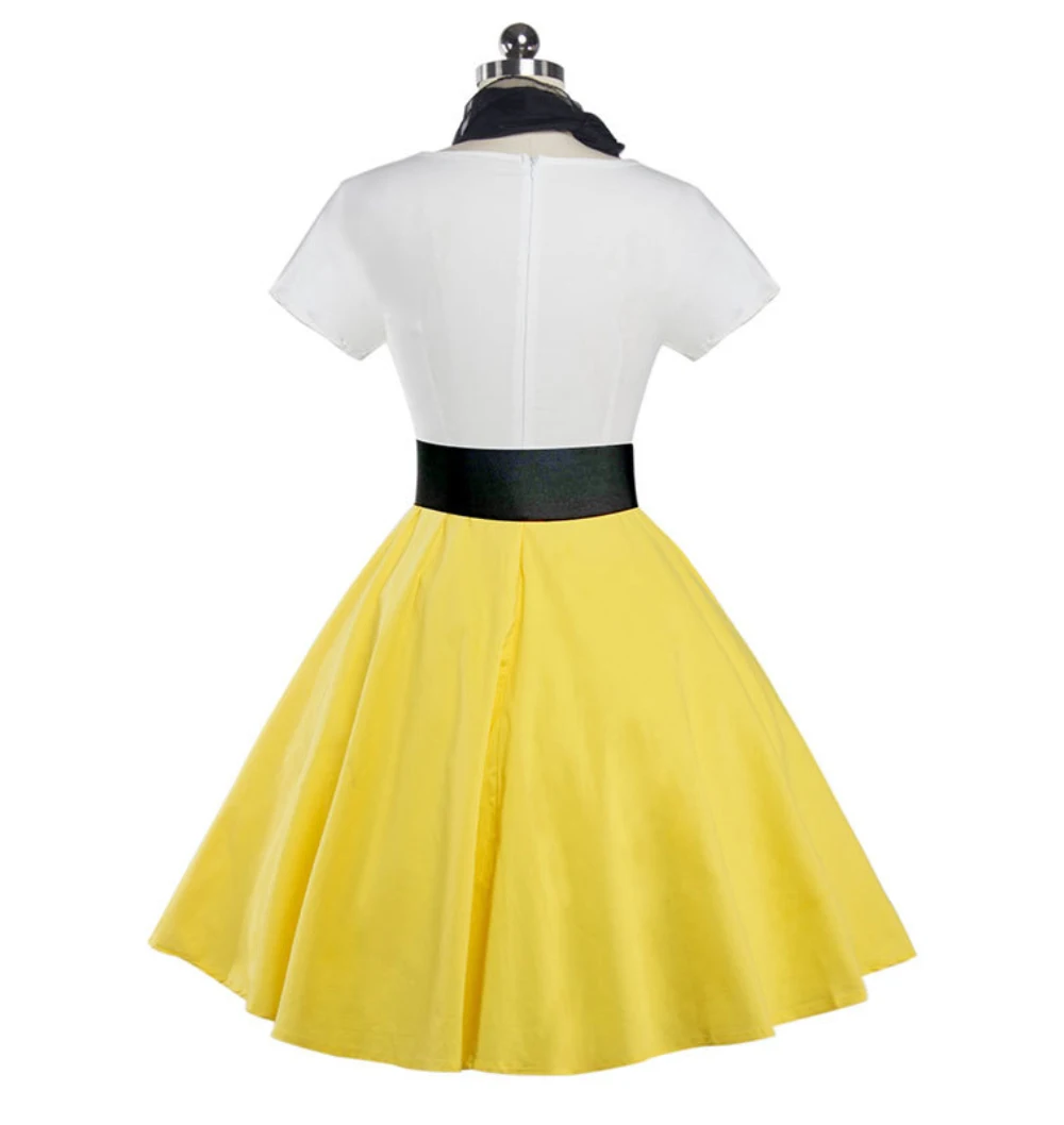 Женское платье в стиле Хепберн с круглым вырезом и коротким рукавом|Женские