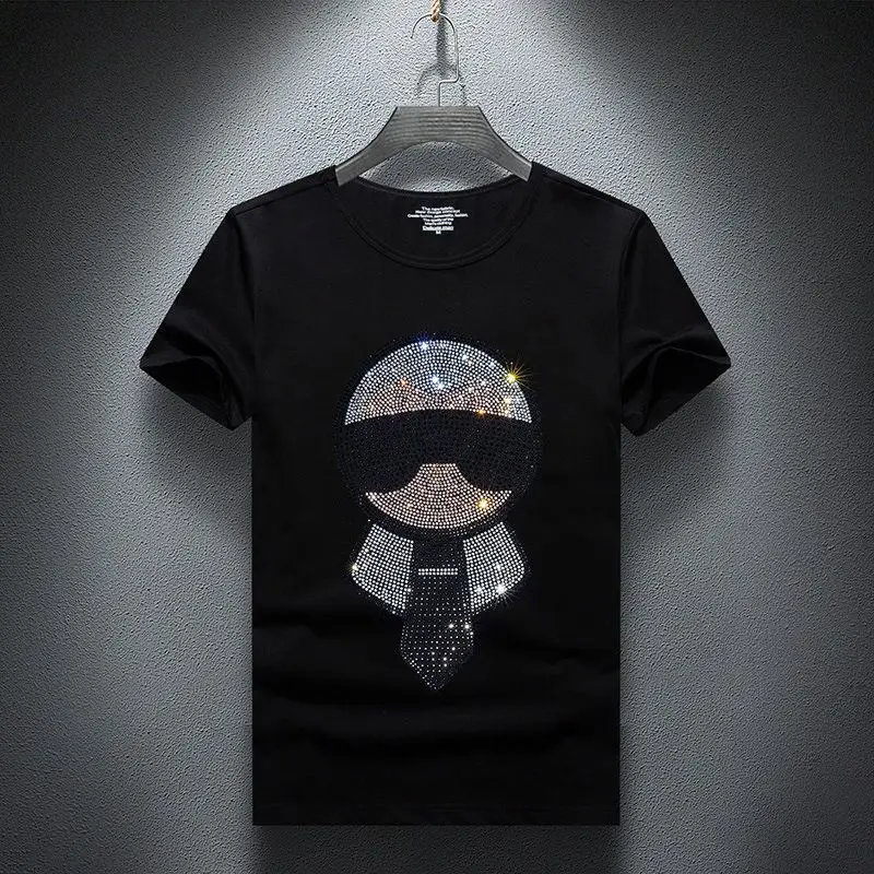 

Man Hot Drilling T Shirt Cotton Oversized Rhinestone Fashion T Shirt Top Tee High Quality