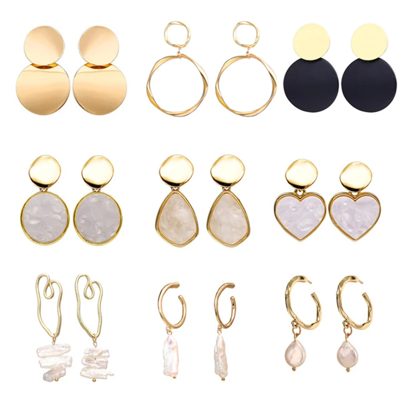 Женские серьги золотого цвета с геометрическими кругами новинка 2019 летние