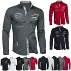 ZOGAA Летние повседневные мужские рубашки с длинным рукавом, с буквенным принтом, топы, черные, белые повседневные приталенные мужские классические рубашки, размера плюс