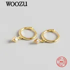 WOOZU корейские милые махровые носки с геометрическим рисунком; Из натуральной 925 стерлингового серебра свисающие серьги для Женская мода Круглый Циркон вечерние, ювелирное изделие, подарок