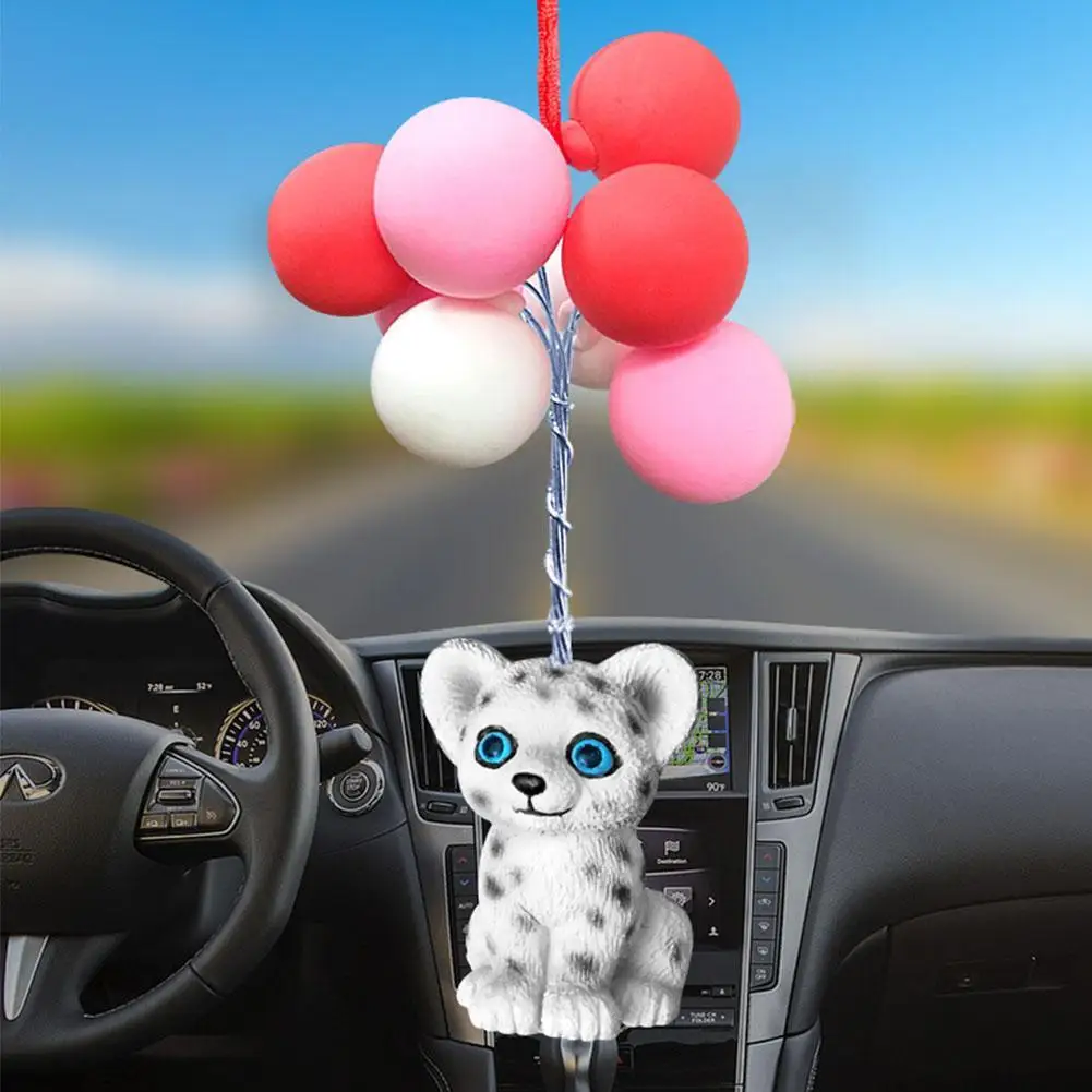 

Car Pendant Panda Pink Balloon Rearview Mirror Decoration Hanging Charm Ornaments Automobiles Interior Cars Accessories Gifts