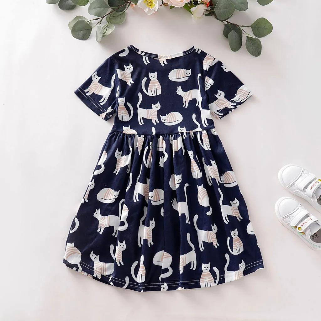 Casual Clothes Dress For Girls Short Sleeve Cute Animals Printed Bird dress Summer Autumn | Детская одежда и обувь