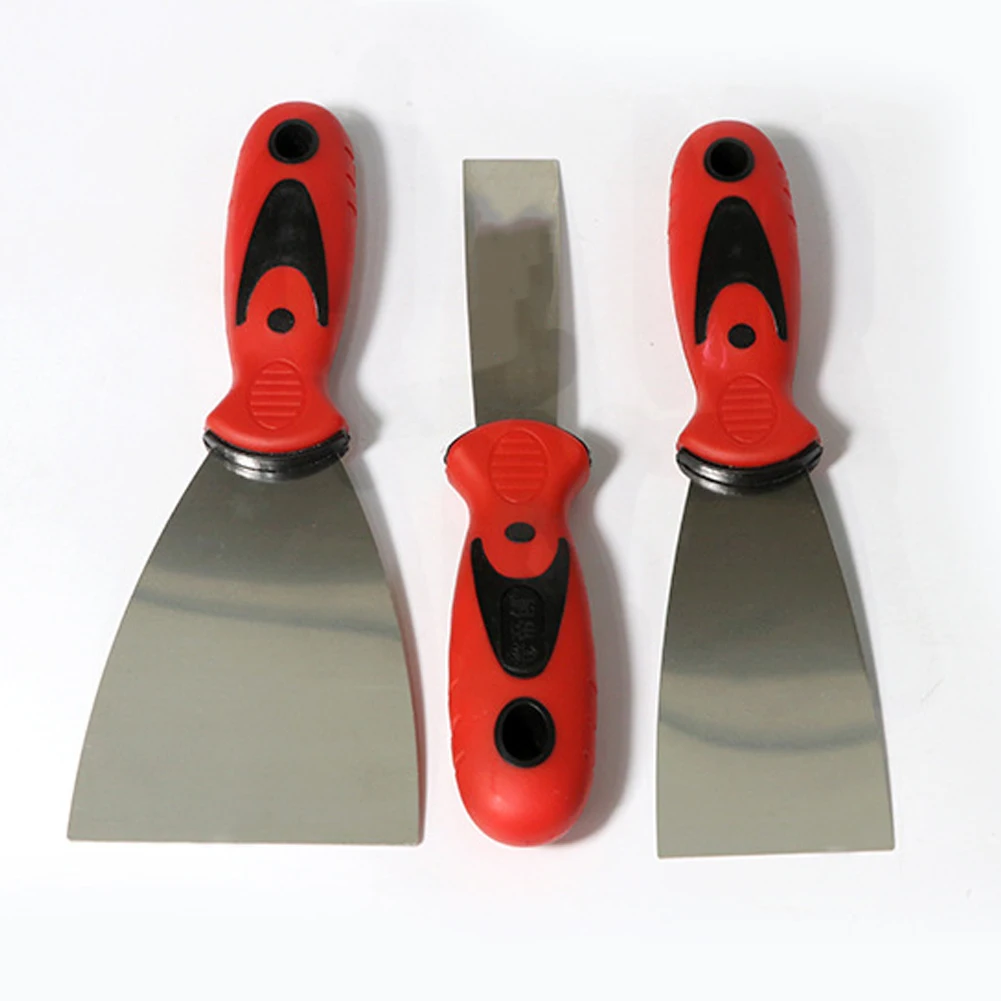 Набор для затирки шпателей и скребков для краски с нержавеющей стальной лезвией, включая сумку для инструментов, с ручкой.