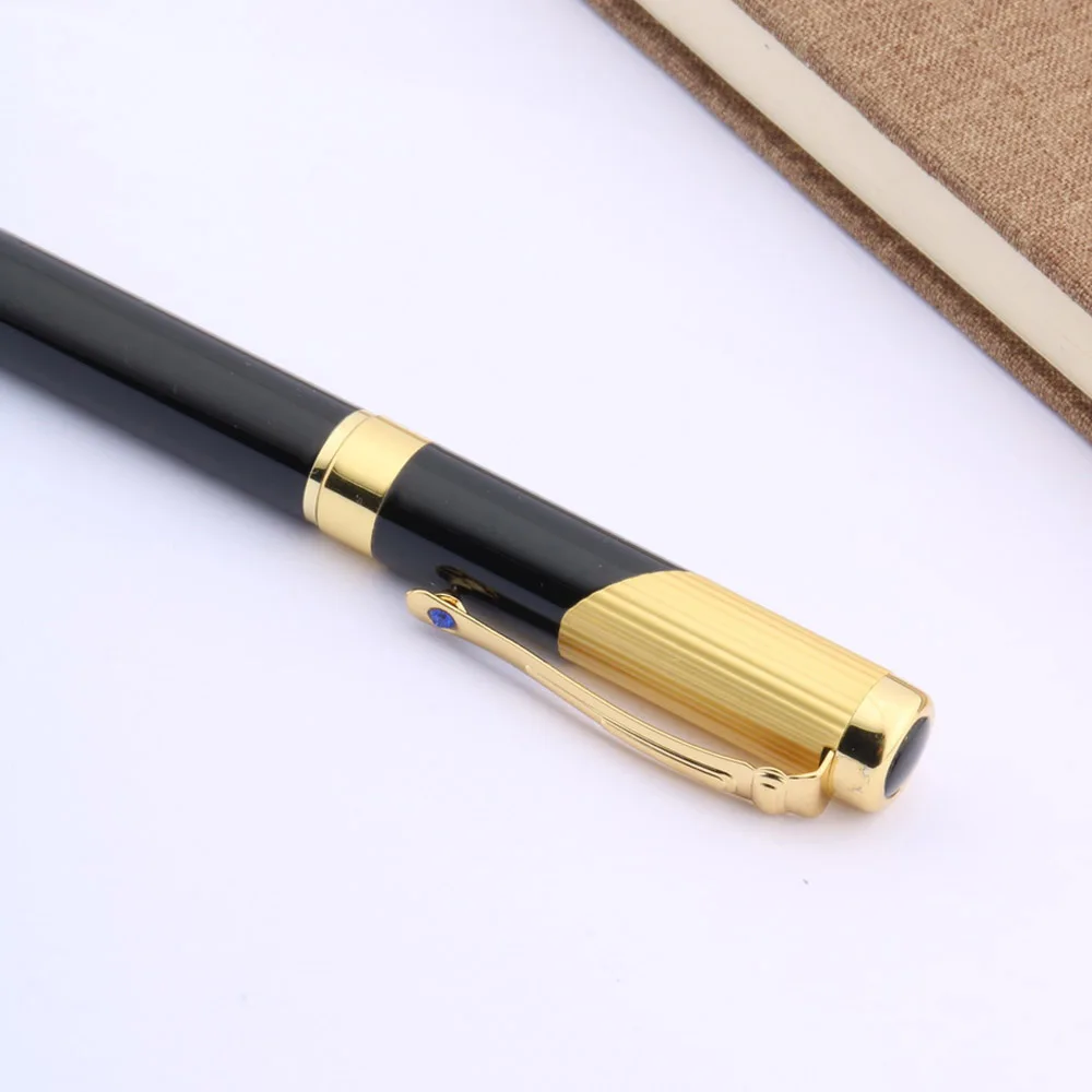 Черная и Золотая перьевая ручка роскошного качества 9009 синяя Алмазная