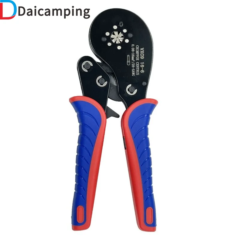 

Daicamping Tubular Tube Terminals Box Ferrule Crimping Tool Kit 16-6 0.08-16mm2 28-5AWG Pliers Electrical Clamp Crimper