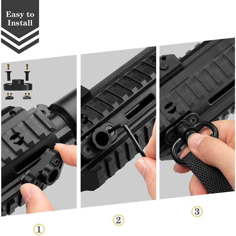

Rifle Sling Quick Adjust 2 Point QD Sling with QD Sling Swivel, 2 PCS QD Sling Mount for Mlok Rail Push Button Quick Release