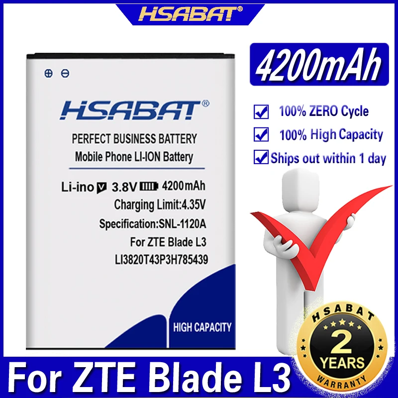HSABAT 3800mAh LI3820T43P3H785439 Высокая емкость батареи мобильного телефона для ZTE Blade