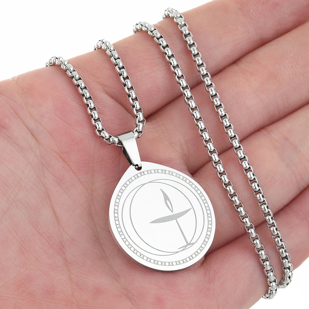 

Vintage Flaming Chalice Pendant Amulet Necklace for Men Women Stainless Steel Unitarian Universalism Charm Choker Chain Jewelry
