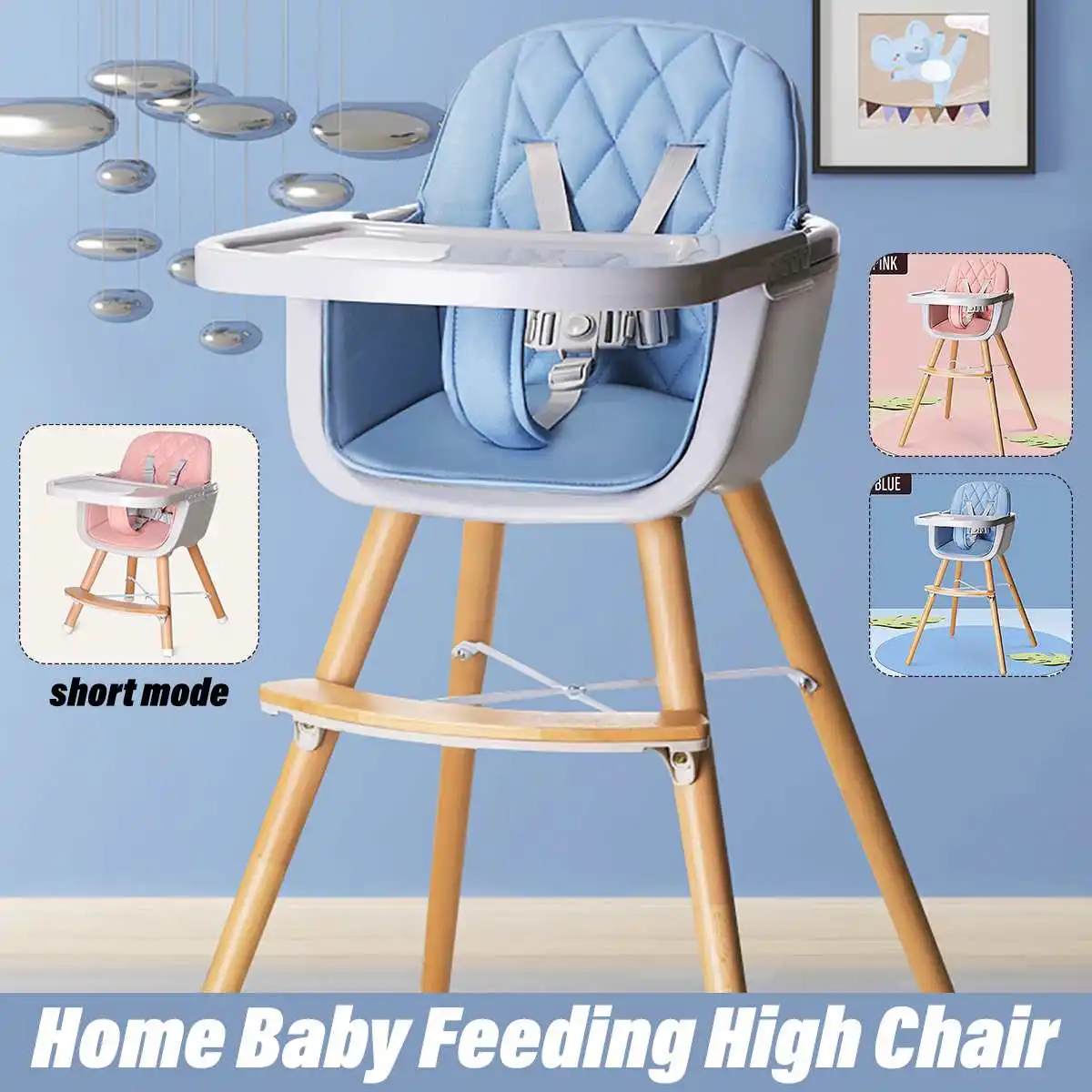 Baby Dining Chair Children Dining Chair Multifunctional Foldable Portable Large Baby Chair Dining Table Chair 2 Colors